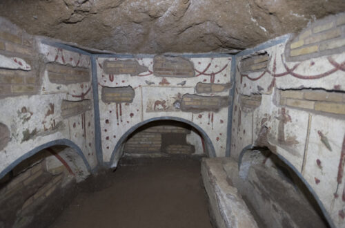 The Crypt of the Popes in the mysterious Catacombs of San Callisto
